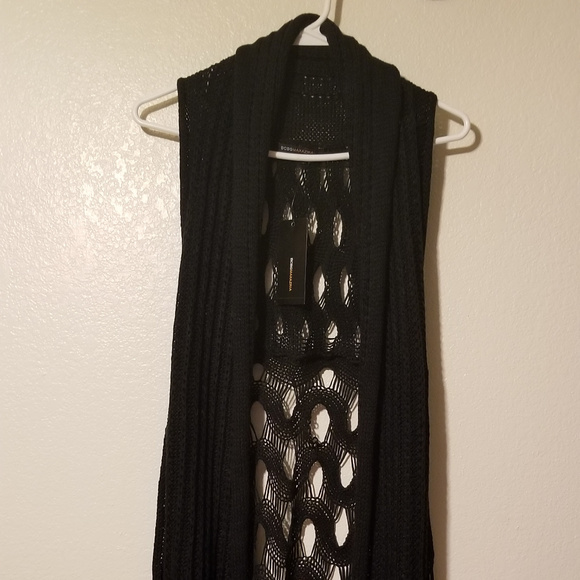 BCBG Black Medium Open Knit Shawl Sweater NWT $140 - Picture 1 of 4